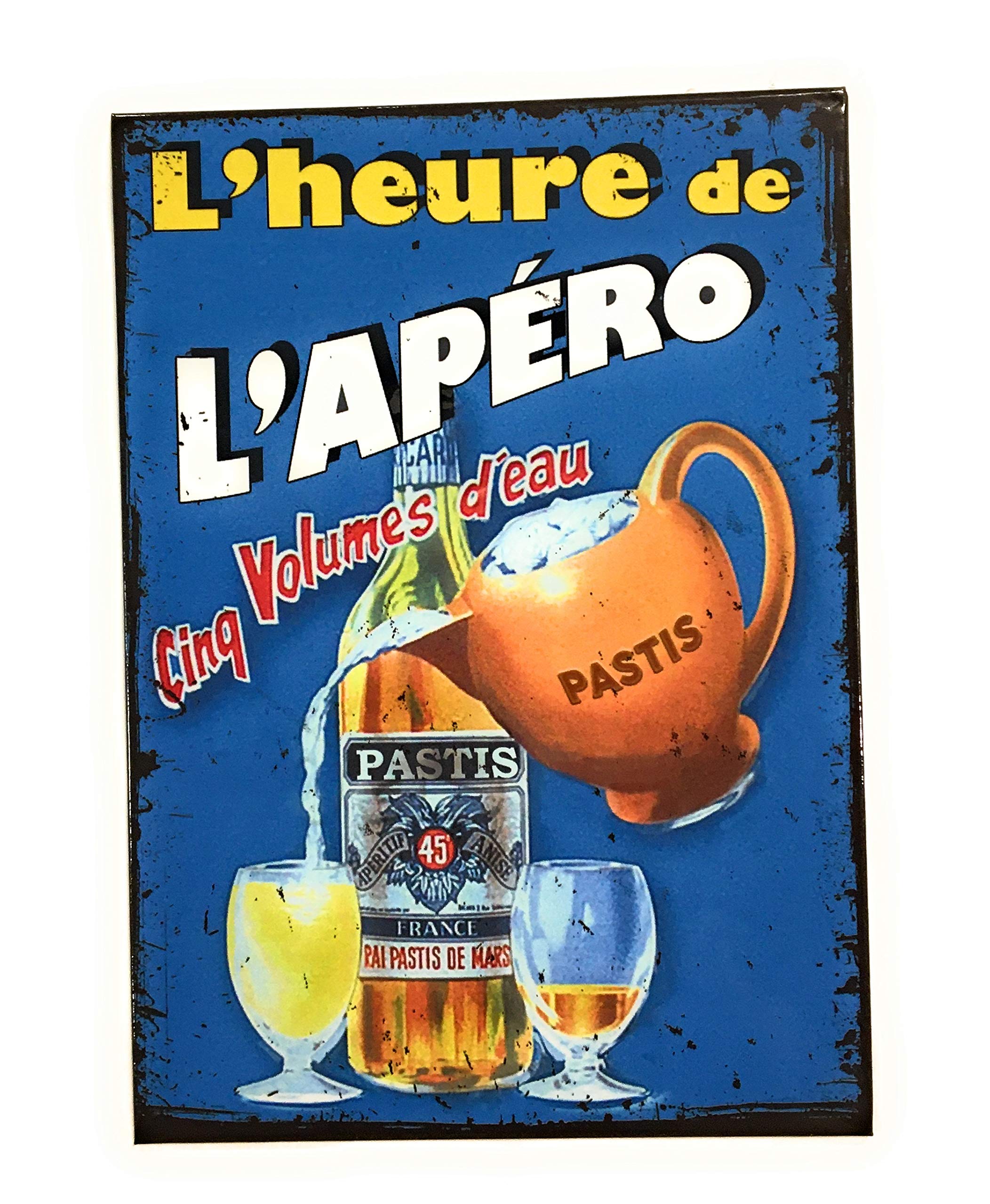 Plaque Décorative 'Place Du Pastis' - Effet Tôle émaillée - 20x14cm - Déco D'intérieur Ou D'extérieur Humoristique