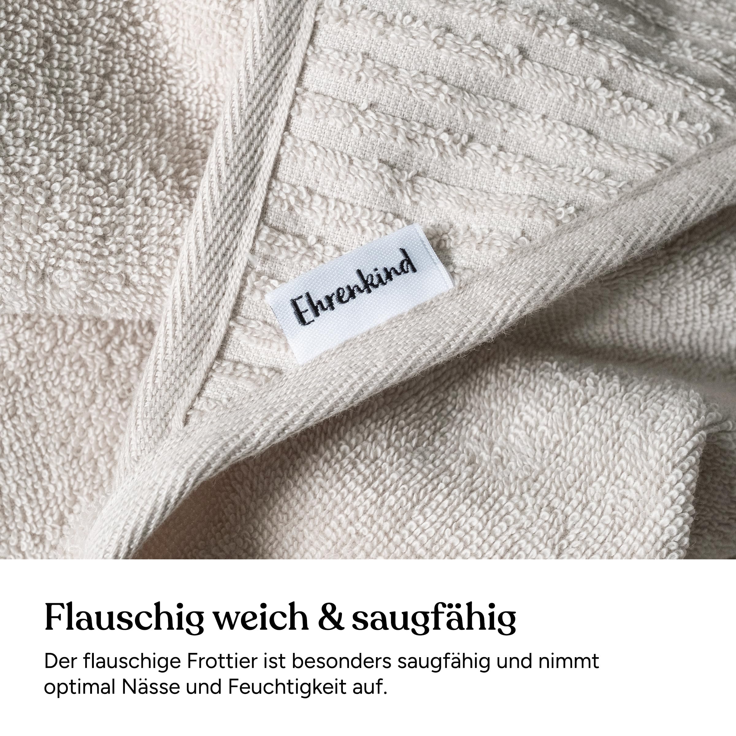 Ehrenkind® Kapuzenhandtuch | Babyhandtuch mit Kapuze aus kuschelig weicher Bio-Baumwolle | Badetuch in 100x100 cm | Beige | Badehandtuch Kinder | Baby Erstausstattung Neugeborene oder Baby Geschenk