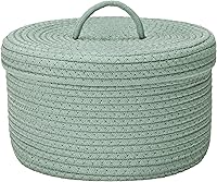 Vista 20 de Cesta de almacenamiento redonda de cuerda de algodón Sea Team con tapa, contenedor de almacenamiento tejido con tapa, contenedor de almacenamiento
