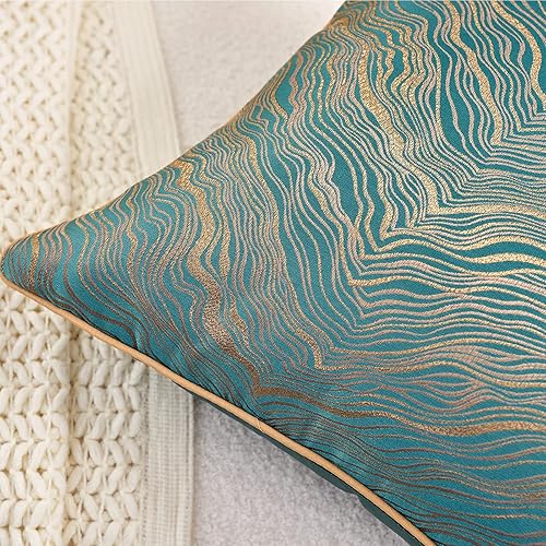 Miniatura 4 de Funda de cojín Avigers cuadrada, de 45x45cm, diseño con bordado a rayas abstractas doradas, funda de cojín decorativa, moderna de lujo, para sofá,