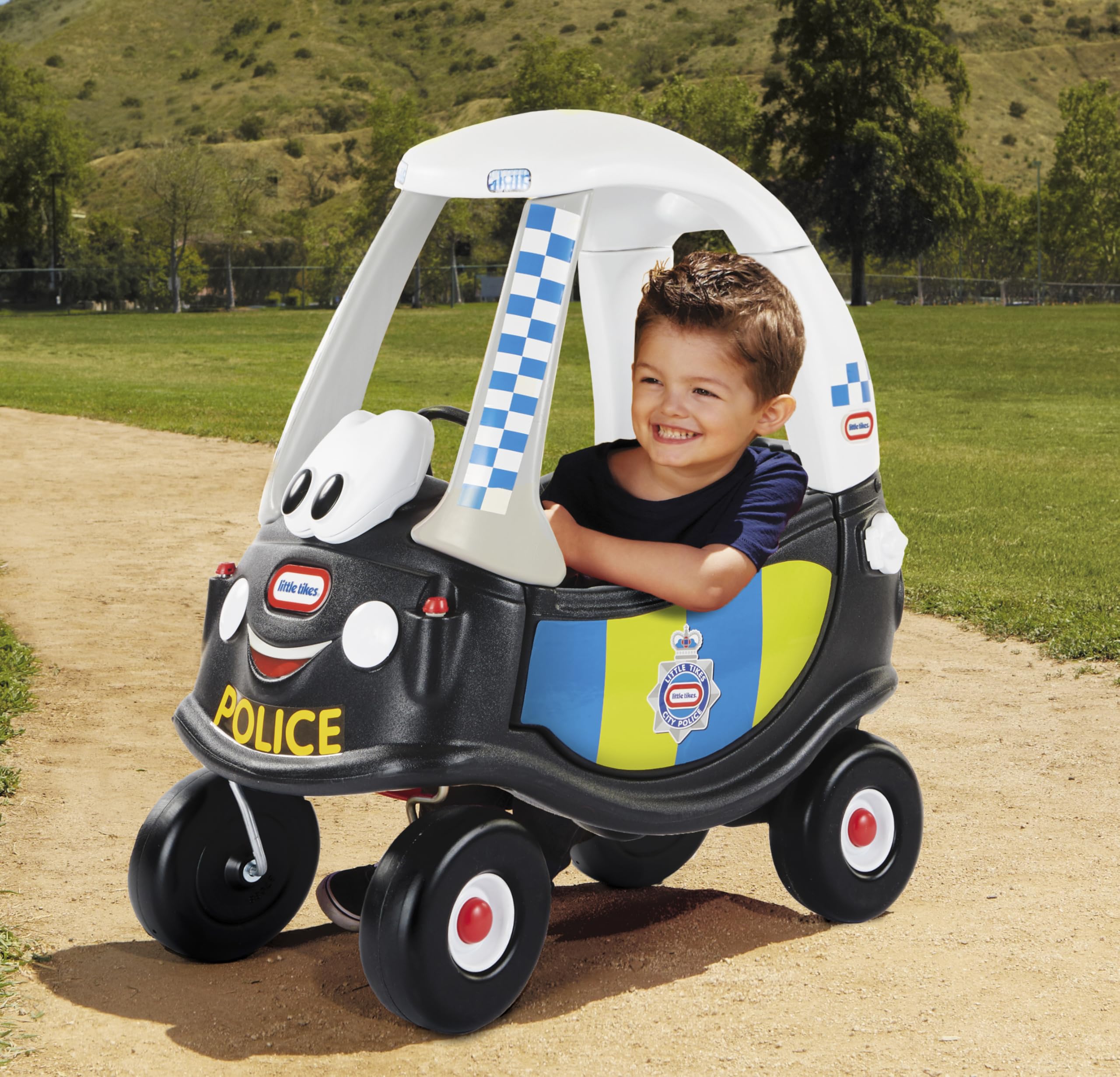 Little Tikes Auto Cozy Coupe Patrulla de Policía - Para Montarse, con Bocina que Funciona, Interruptor de Encendido y Tapa de Combustible