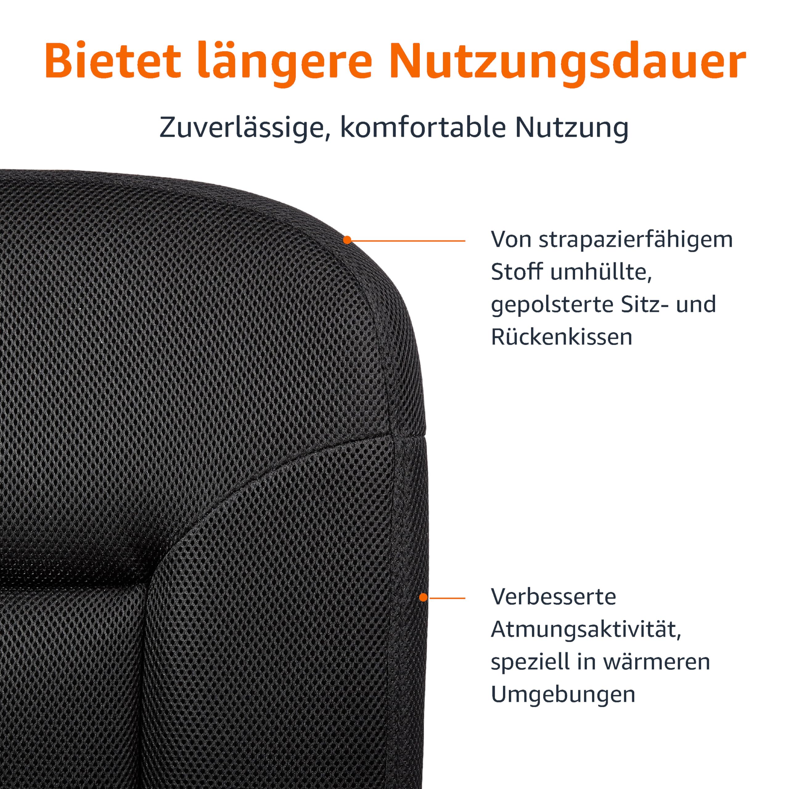 Amazon Basics Bürostuhl, Schreibtischstuhl mit gepolsterter Rückseite, rückenfreundlich, höhenverstellbar, einfache Montage, 65 D x 61 W x 87.5-98 H cm, schwarz