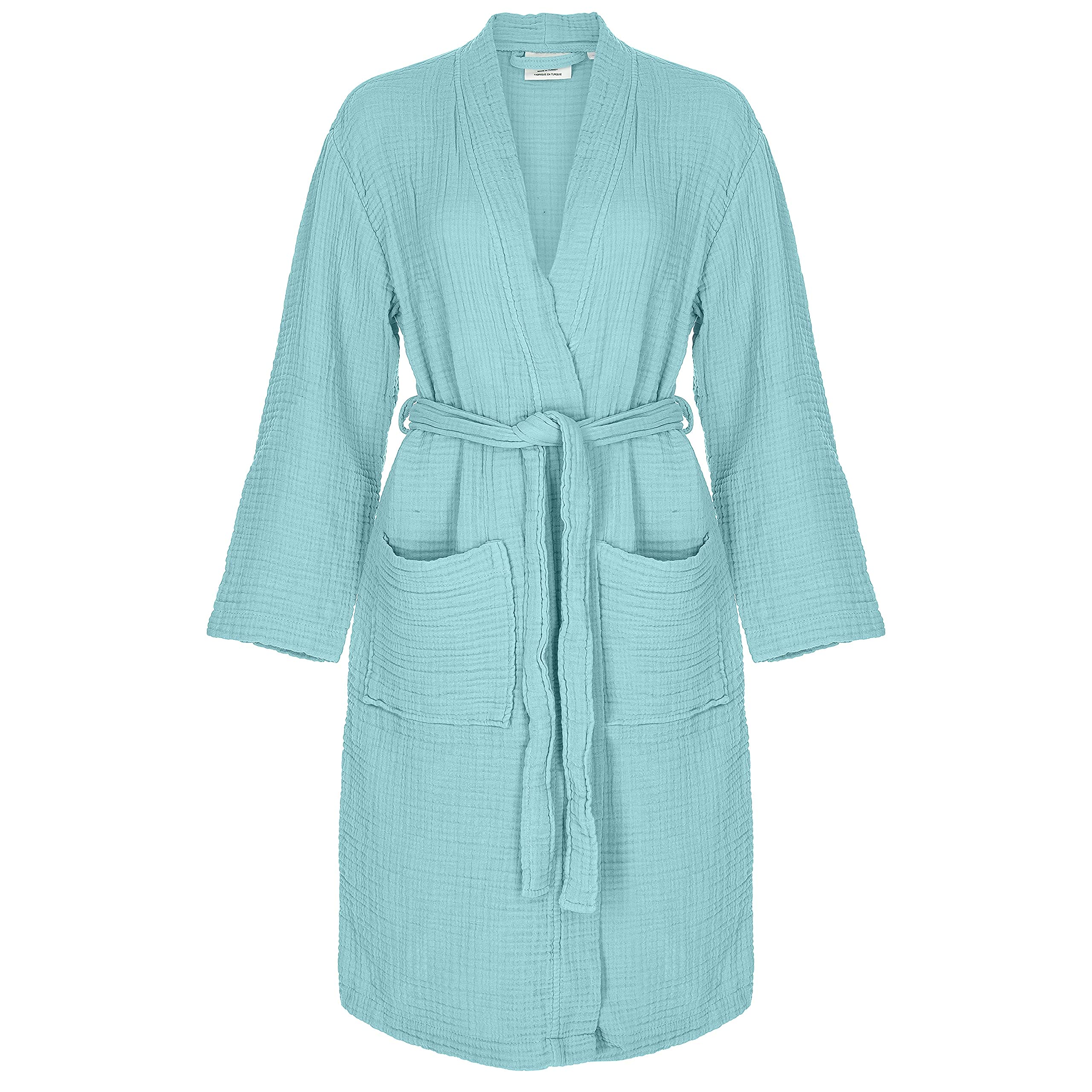 ORMES Muslin Unisex Bathrobe Women & Men, 100% Cotton Kimono Lightweight Robe | Long Robes Soft, Absorbent, Spa robes