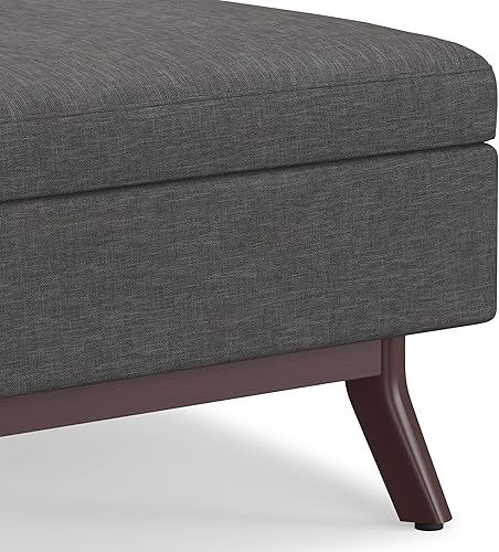 Miniatura 166 de SIMPLIHOME Owen - Bandeja rectangular moderna de mediados de siglo de 34 pulgadas de ancho, otomana pequeña para almacenamiento de mesa auxiliar, en