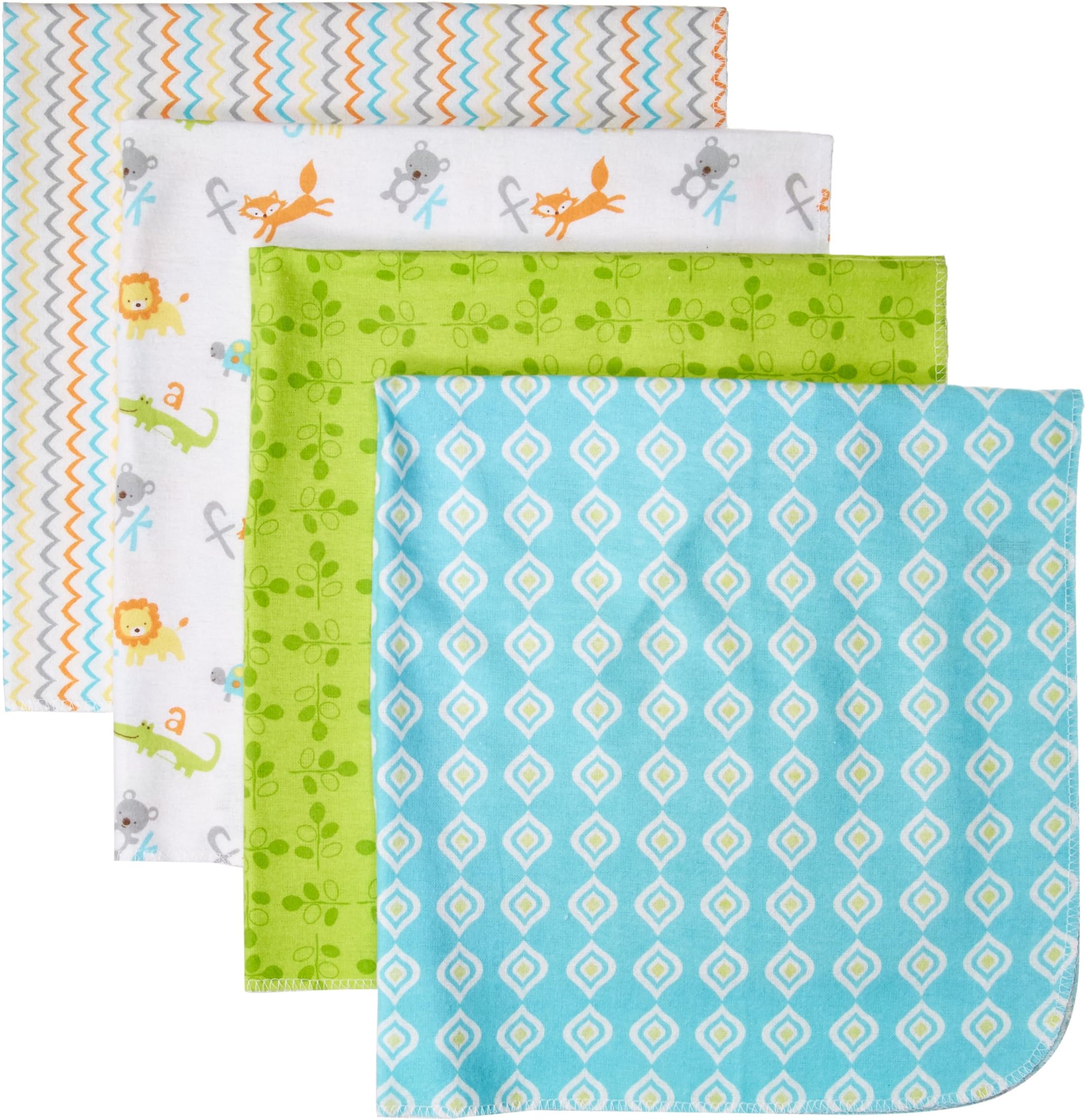 4 Piece Flannel Receiving Blanket, Alphabet, One Size