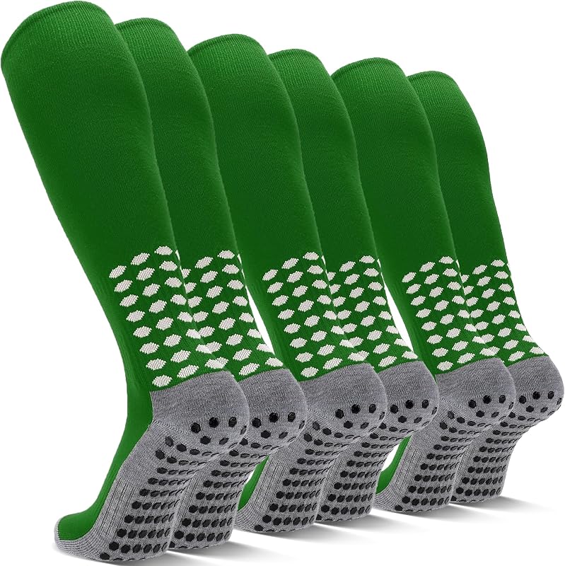 3 Pairs Grip Soccer Socks Men Cushioned Non Slip Football Basketball Sports Socks Knee High Long Socks