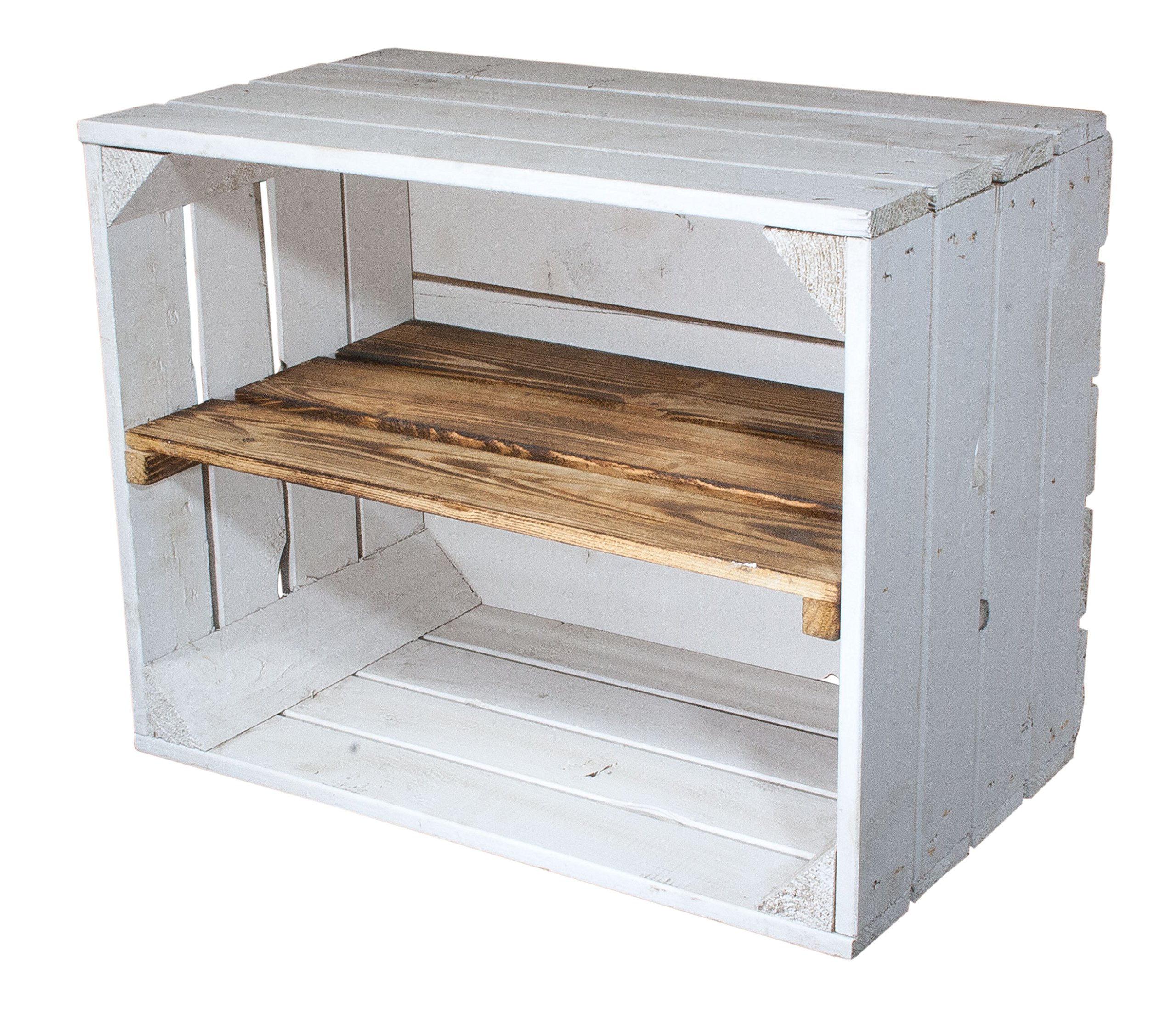 Caisse Bois Flammé Vintage - 74,5x40,5x31cm - Vintage Möbel - Plateau Roulettes