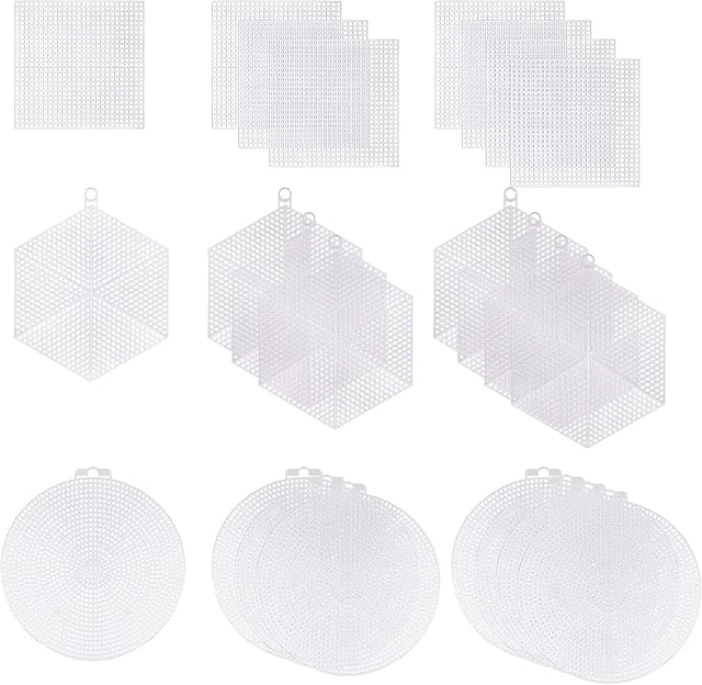 Cross stitch plastic mesh canvas 3 leaves shape DIY mesh for embroidery crochet making 24 Pieces