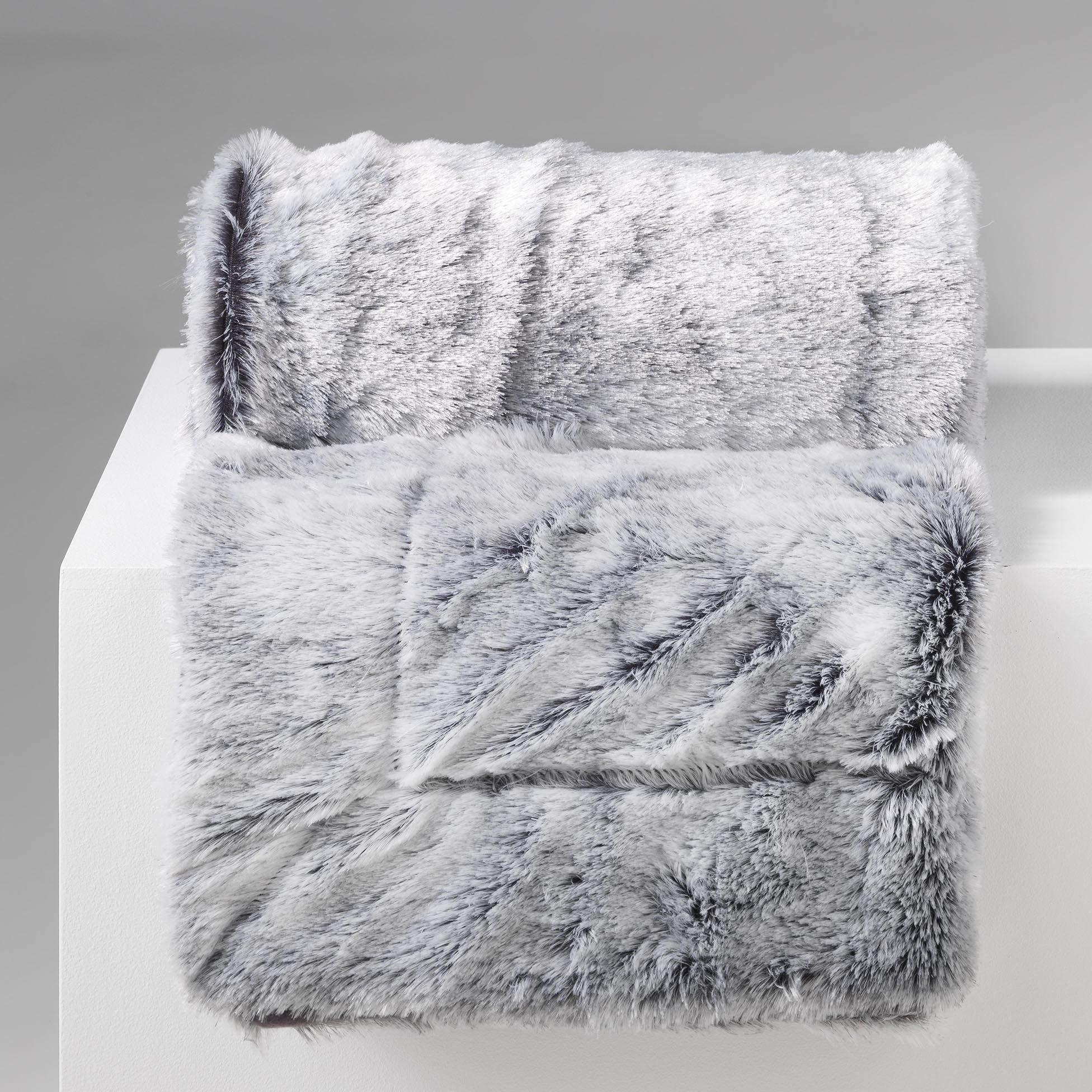 Douceur d'Intérieur, Plaid Chaud Hiver (180 x 220 cm) Antartic Gris, Imitation Fourrure et Polaire