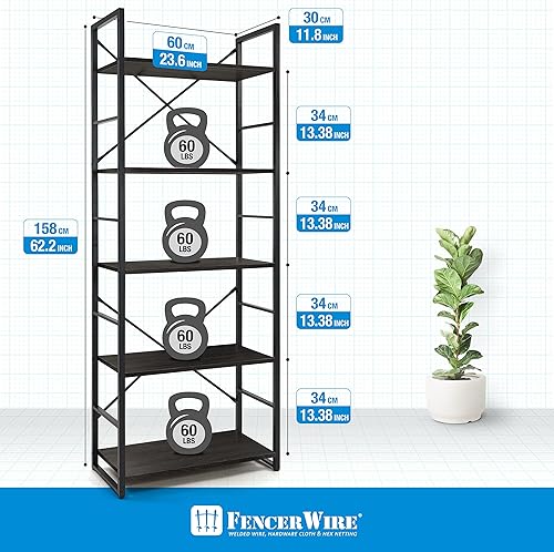 Miniatura 3 de Fencer Wire Estante independiente de 5 niveles estantería de 24 pulgadas de ancho organizador de almacenamiento de estantería estantes industriales