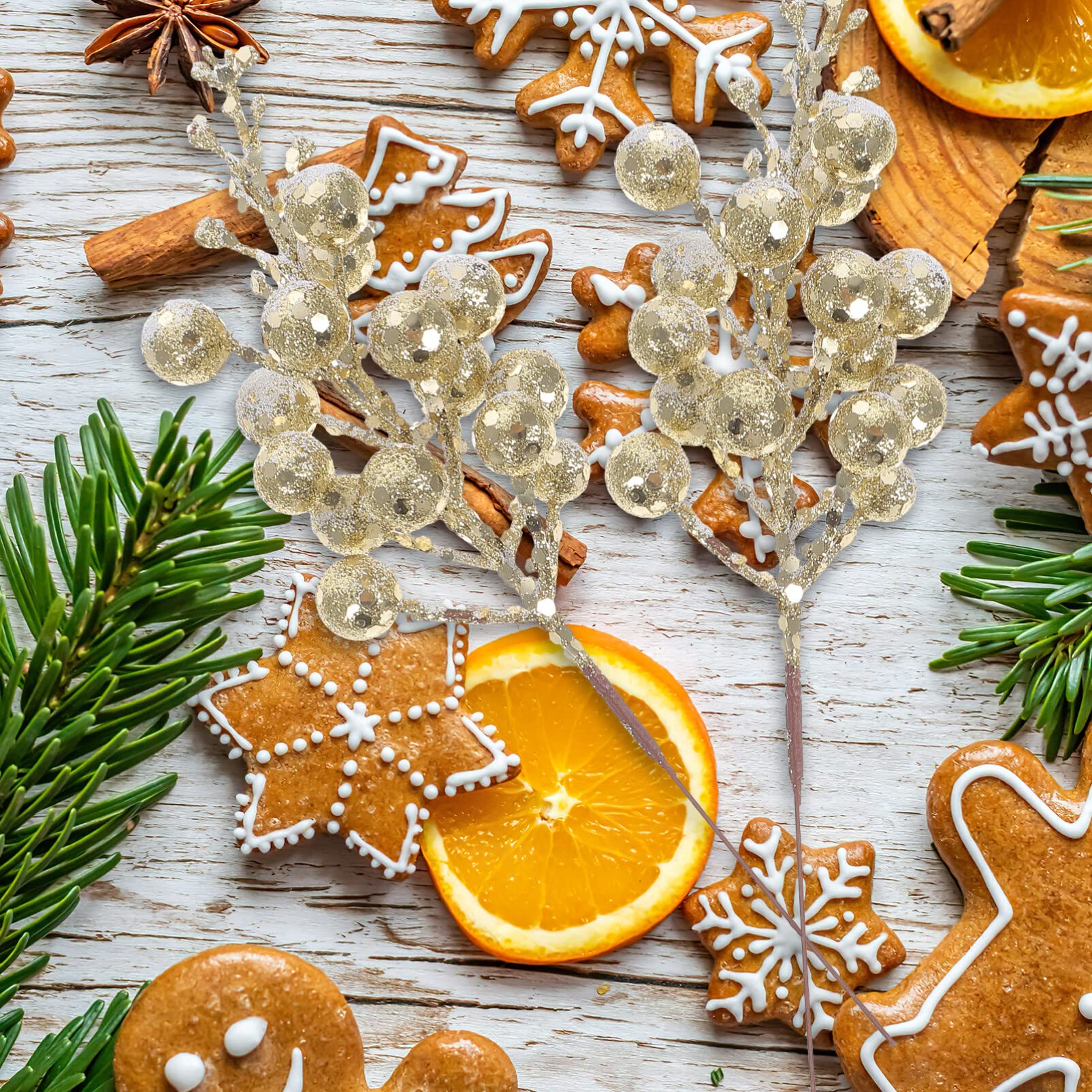 10 Pezzi Bacche d'imitazione di Natale bacche di Natale plettri decorativi per alberi di Natale piante artificiali decorazioni natalizie all'aperto finto gambo di bacche autunno