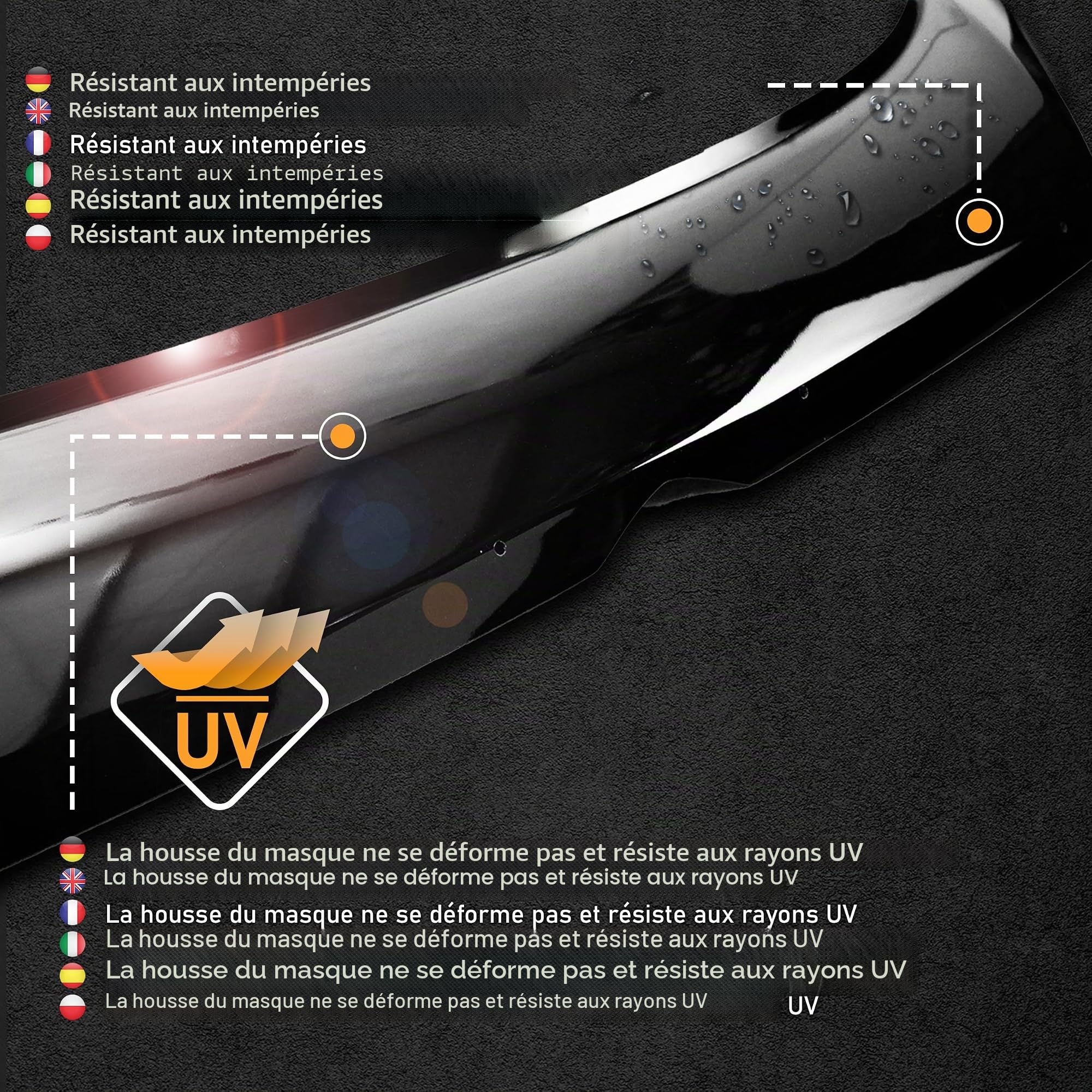 CHROMEMASTER Accessoires ; Protection Contre Les Gravillons ; Protège-Capot Compatible VW T7 Transporter 2025+ ABS, Brillant, Noir ; Le Déflecteur de Capot Protège Contre Les Projections de Graviers