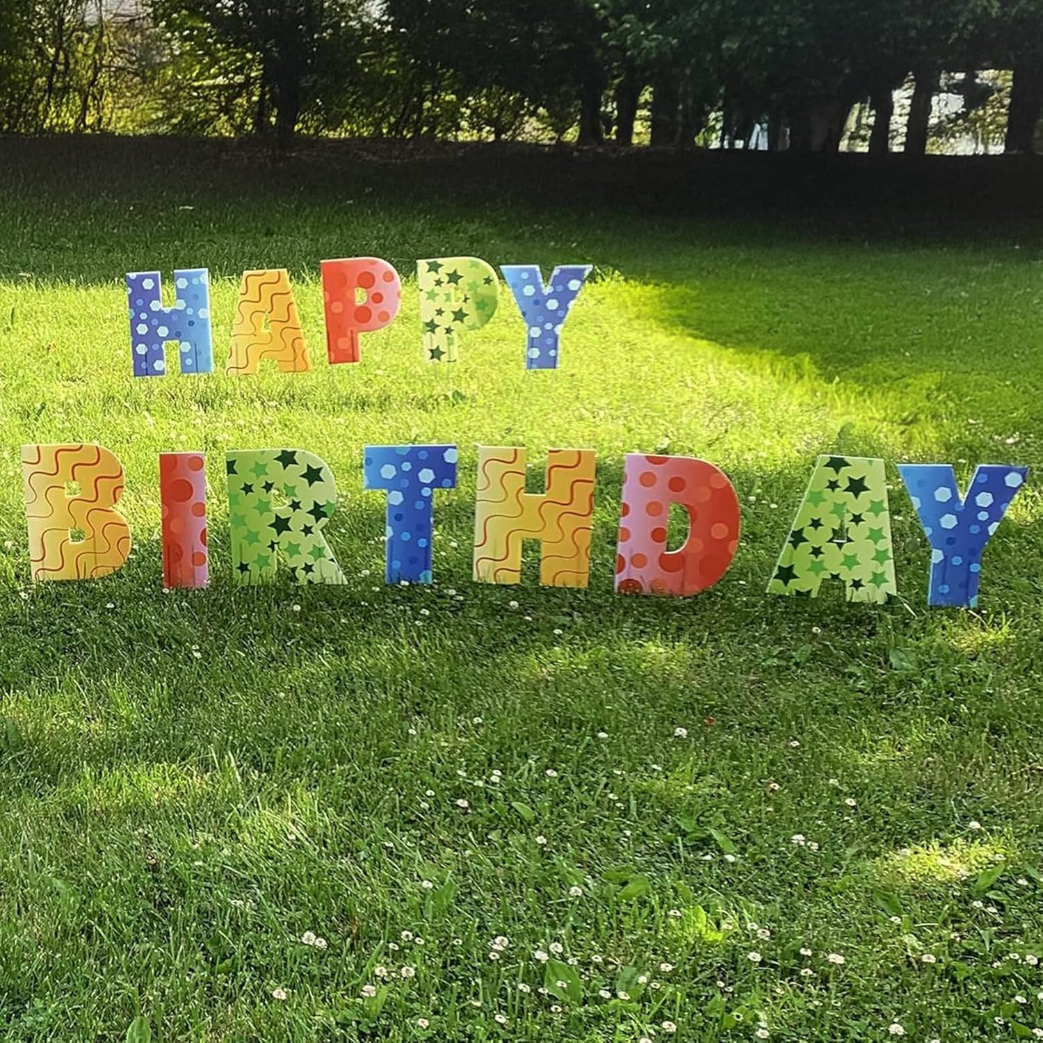 Happy Birthday Letters Yard Card, 12 Inch Letters Set of 13 with Stakes, 19368