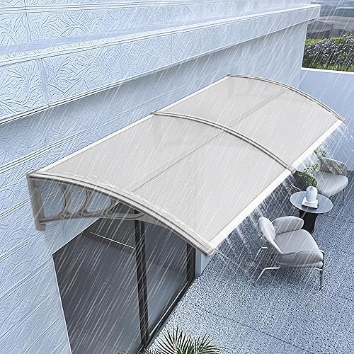 Miniatura 9 de MCombo Toldo para ventana de 39 x 38.6 pulgadas, para exteriores, de policarbonato, hoja hueca para patio, puerta (hoja hueca transparentesoporte