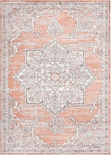 Miniatura 3 de Unique Loom Colección Nyla - Alfombra de área (rectangular 6 pies 0 pulgadas x 9 pies 0 pulgadas, rosa salmónnegro)