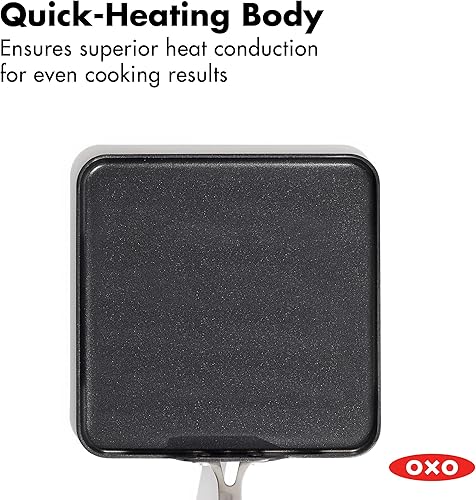 Miniatura 3 de OXO - Sartén cuadrada antiadherente de 11 pulgadas Everyday, mango de silicona con agarre cómodo, libre de BPA, apta para lavavajillas y horno,