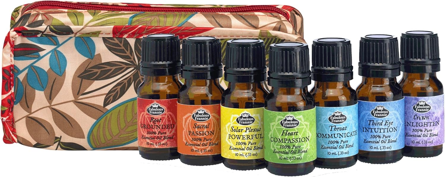 Fabulous Frannie Chakra Gift Pack Pure Essential Oil Blends 7/10ml Includes Travel Case