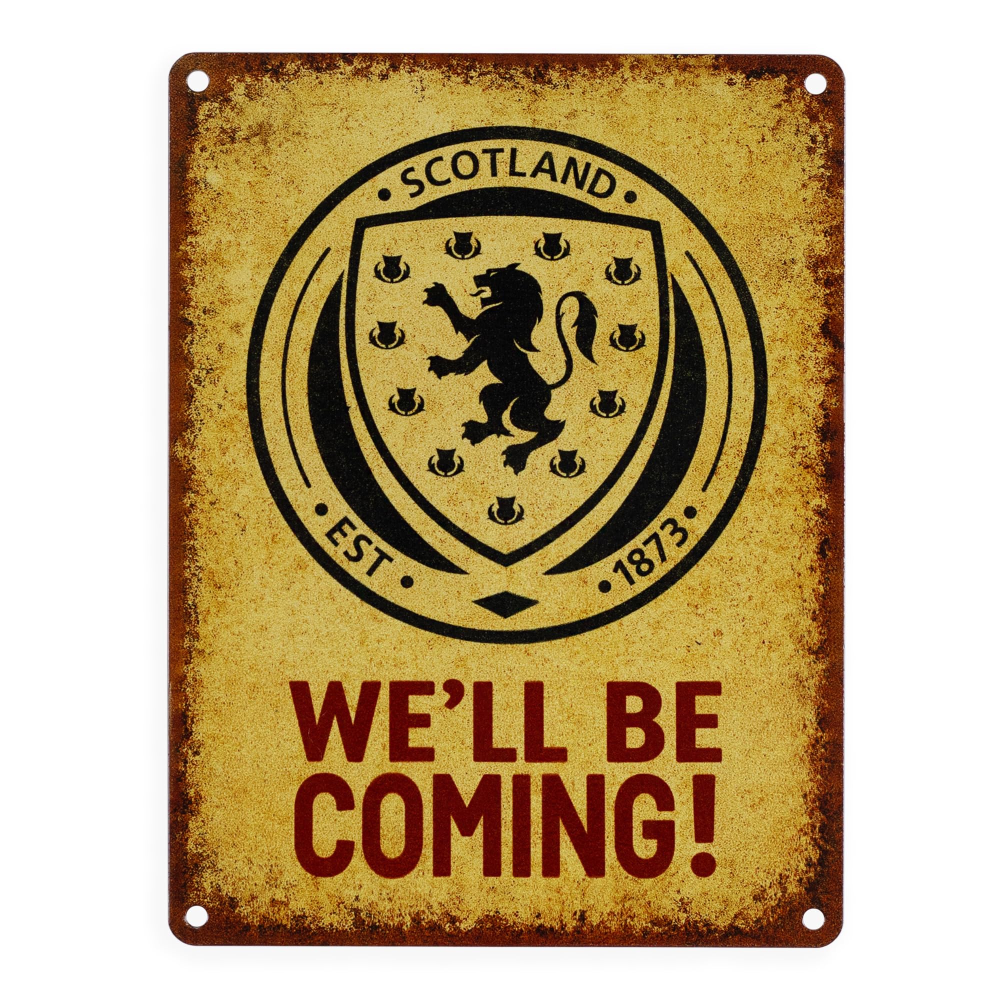 Official Scotland "We’ll Be Coming" Metal Sign – Scotland National Team Wall Art (15x20cm) – Licensed Football Gift, Man Cave Decor & Scotland Supporters Souvenir