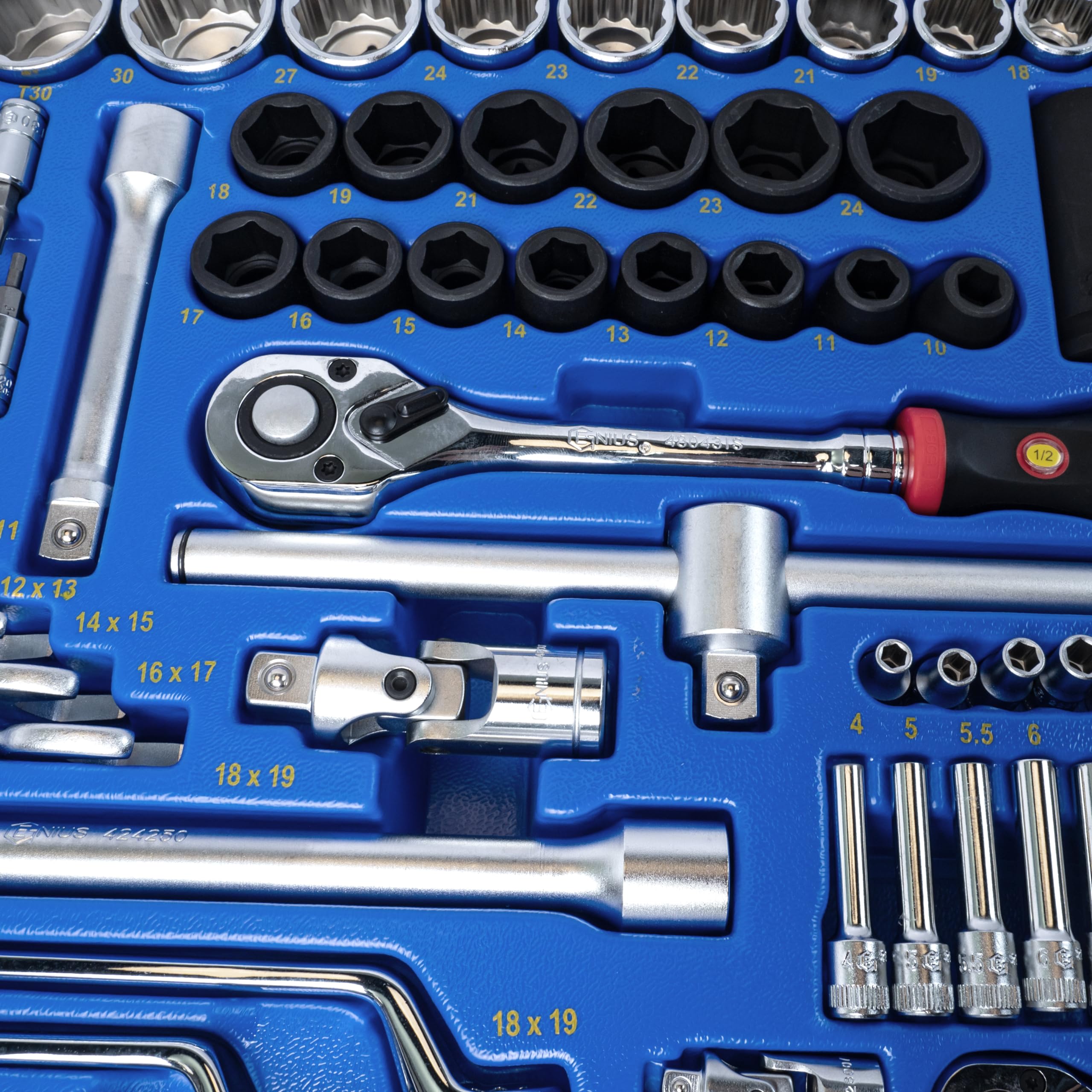 Amazon | Genius Tools 98ピース 1/4インチ & 1/2インチ Dr