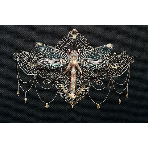Wizardi Counted Cross Stitch kit - Golden Dragonfly AH-069 Abris Art