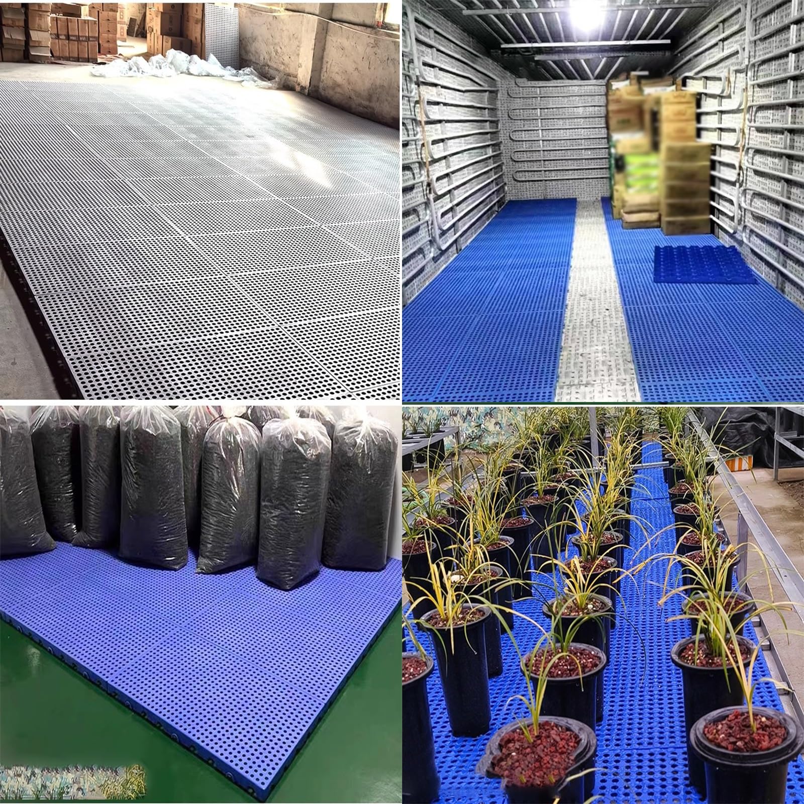 Paletas de Plástico de Alta Resistencia, Semi Palet de Polipropileno, Rejilla Plataforma Ventilación Impermeable, para Suelos de garajes, Almacenes, Naves(60x40x5cm)