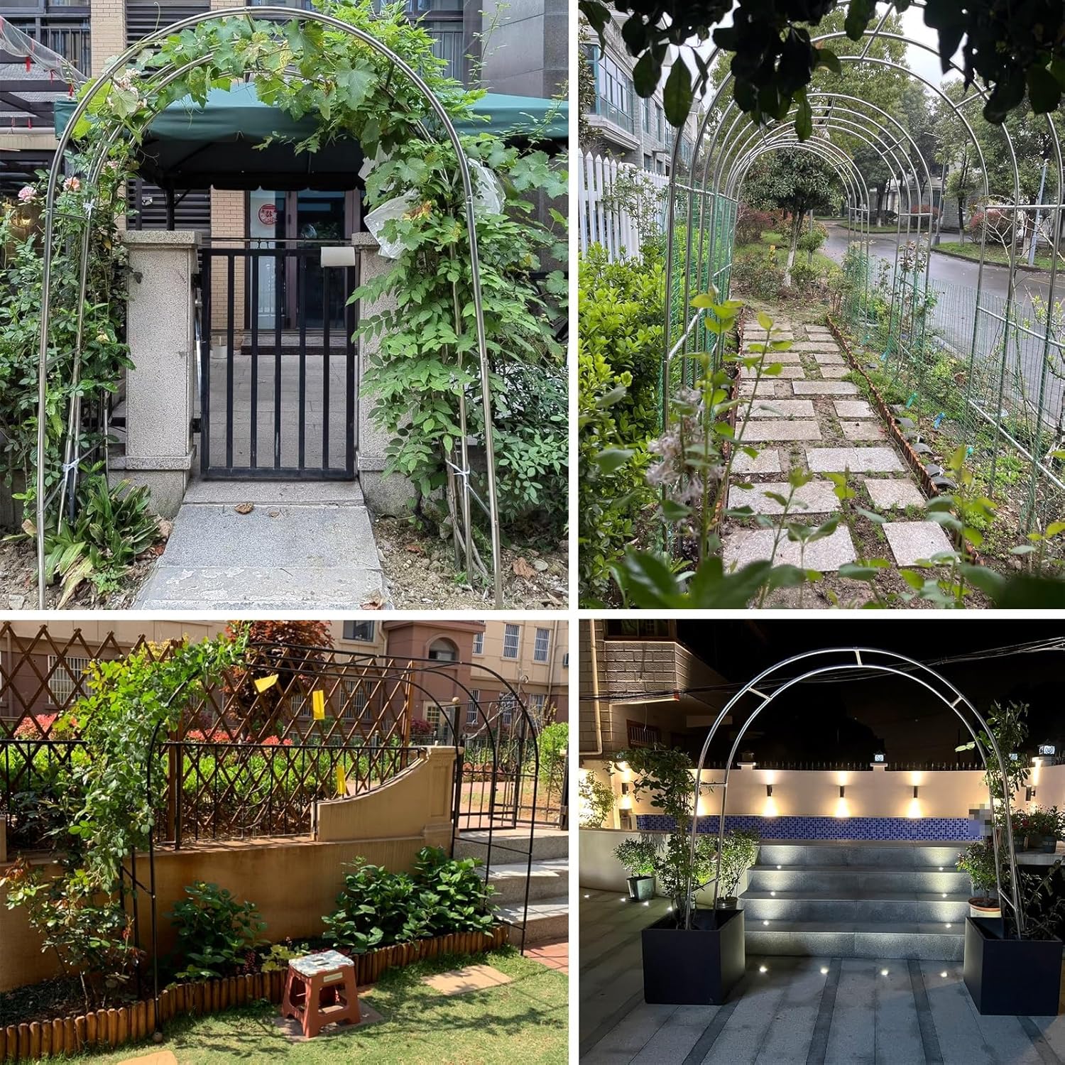 Heavy Duty Stainless Steel Garden Arbor Trellis Arch for Climbing Plants, Pergola Archway Support for Weddings, Lawn & Patio Decorations (3.5 * 2.4m / 11 * 7.9ft)