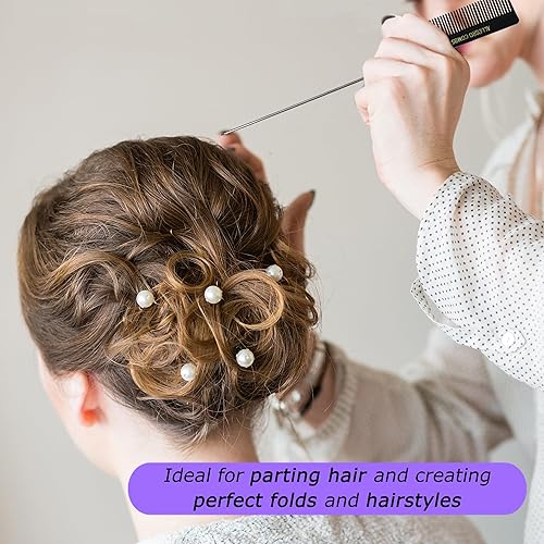 Miniatura 5 de Allegro XL - Peines de cola de rata y separación de cola de metal (2 unidades, negro y blanco)