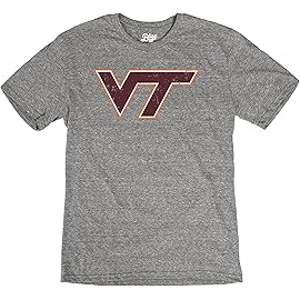Blue 84 Men\'s Virginia Tech Hokies Tri-Blend T-Shirt Vintage Icon Heather Grey, Grey, Small