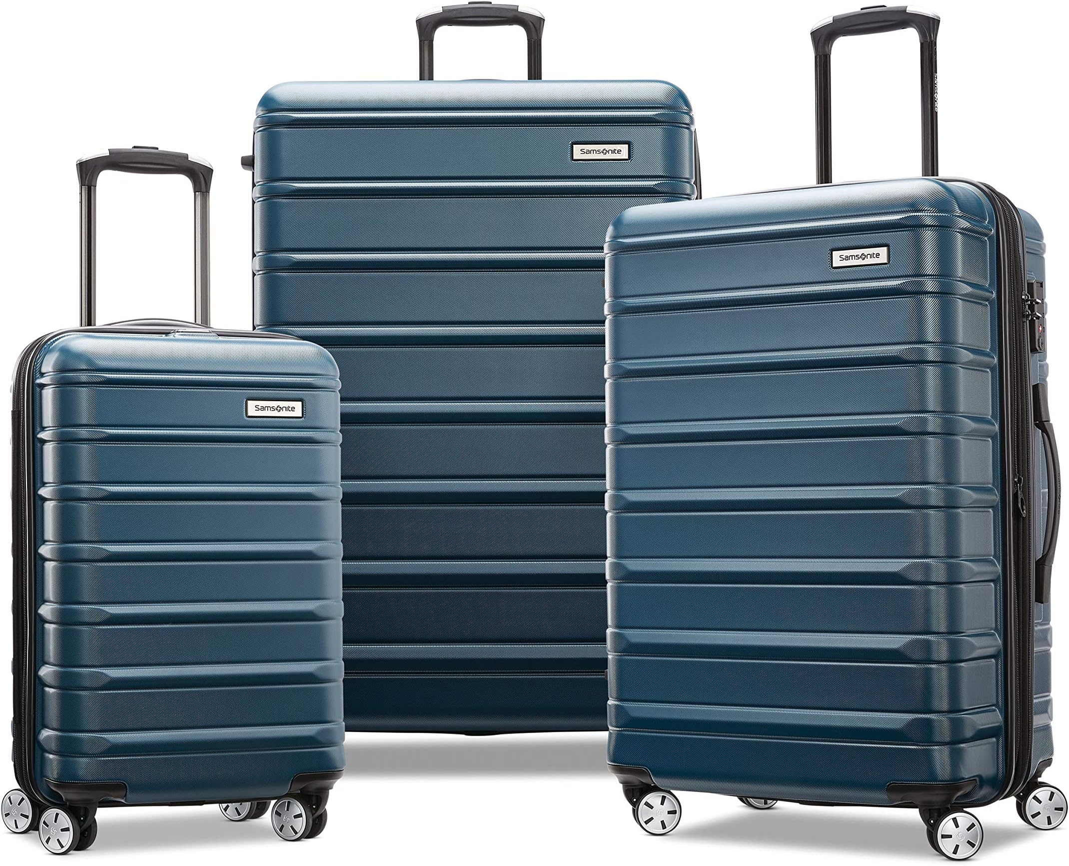 Omni 2 Hardside 3 Piece Set - Includes Global Carry-On, Medium, & Large Checked Suitcases - 360° Dual Spinner Wheels - Integrated TSA Lock & Expansion - Amazon Exclusive - Nova Teal