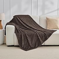 Vista 1 de Bnuitland - Manta de franela marrón con funda de almacenamiento, 300 GSM, manta de sofá súper suave con patrón de rayas de forro polar para bebés