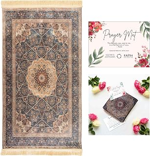 Sacred Artisans Muslim Prayer Rug and Islamic Prayer Mat for Men and Women | A Super Soft-Touch Turkish Janamaz and Sajadah for Salah and Gift for Ramadan, Eid, Hajj or Travel (Starry Blue)