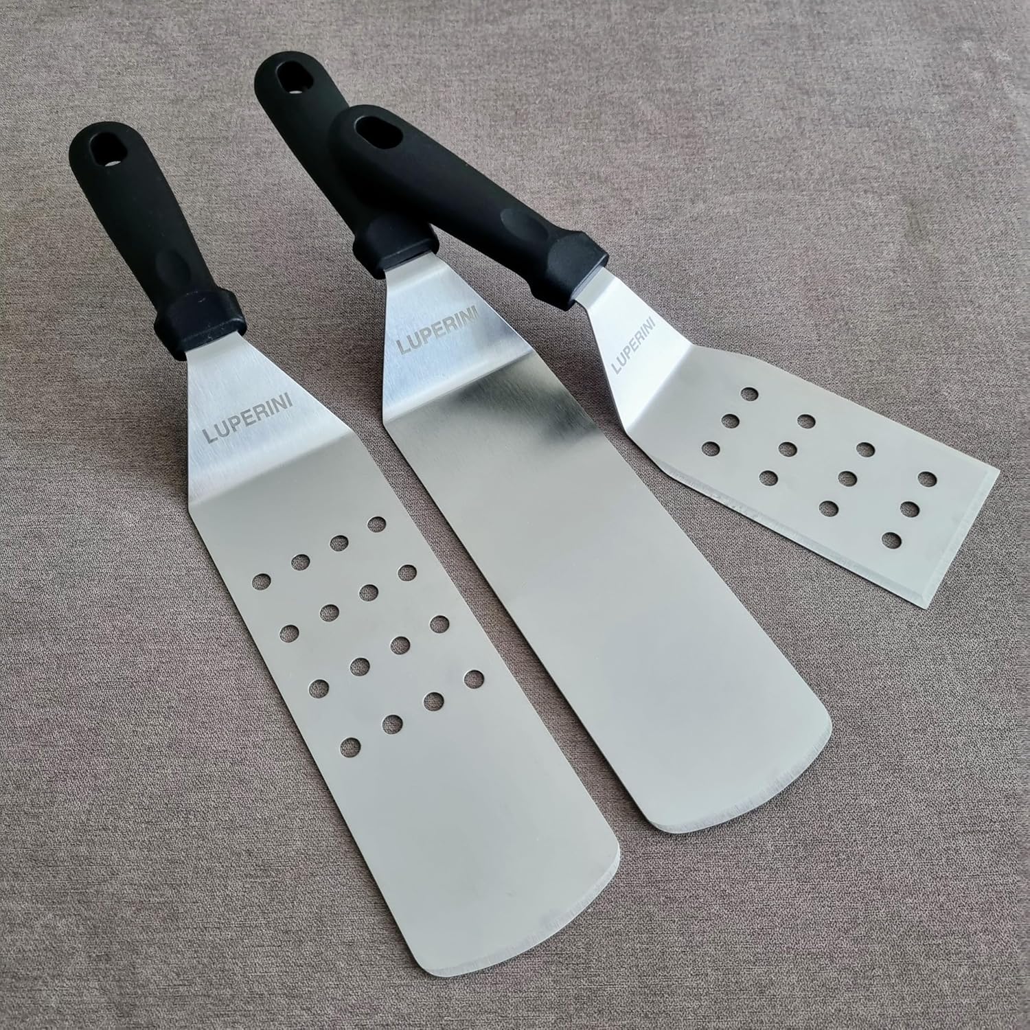 LUPERINI. Barbecue Turner Set. Stainless Steel Set. Grill Spatula for Meat, Fish, Egg, Pancake, Burger and Vegetable. Spatula for Restaurant, Bar, Hotel, Kitchen, Gift. Grilling Accessories.