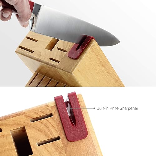 Miniatura 10 de McCook MC25A - Juego de cuchillos de cocina alemán de acero inoxidable de 15 piezas con afilador integrado Mango negro con tapa final/bloque de