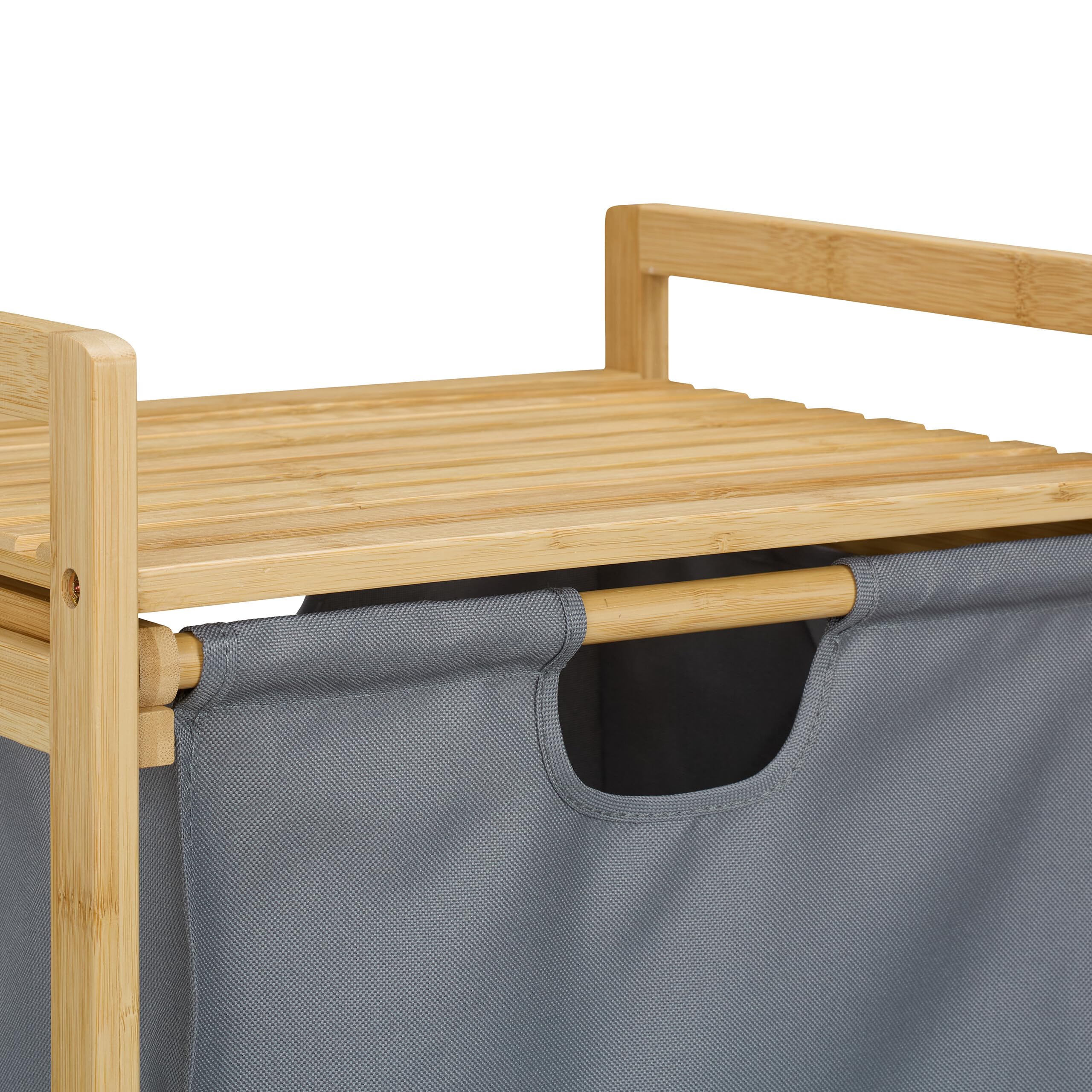 Relaxdays Scaffale Portabiancheria da Bagno, Cesto per Biancheria 30 L e 2 Cassetti, HLP: 120x40x33 cm, bambù, Naturale