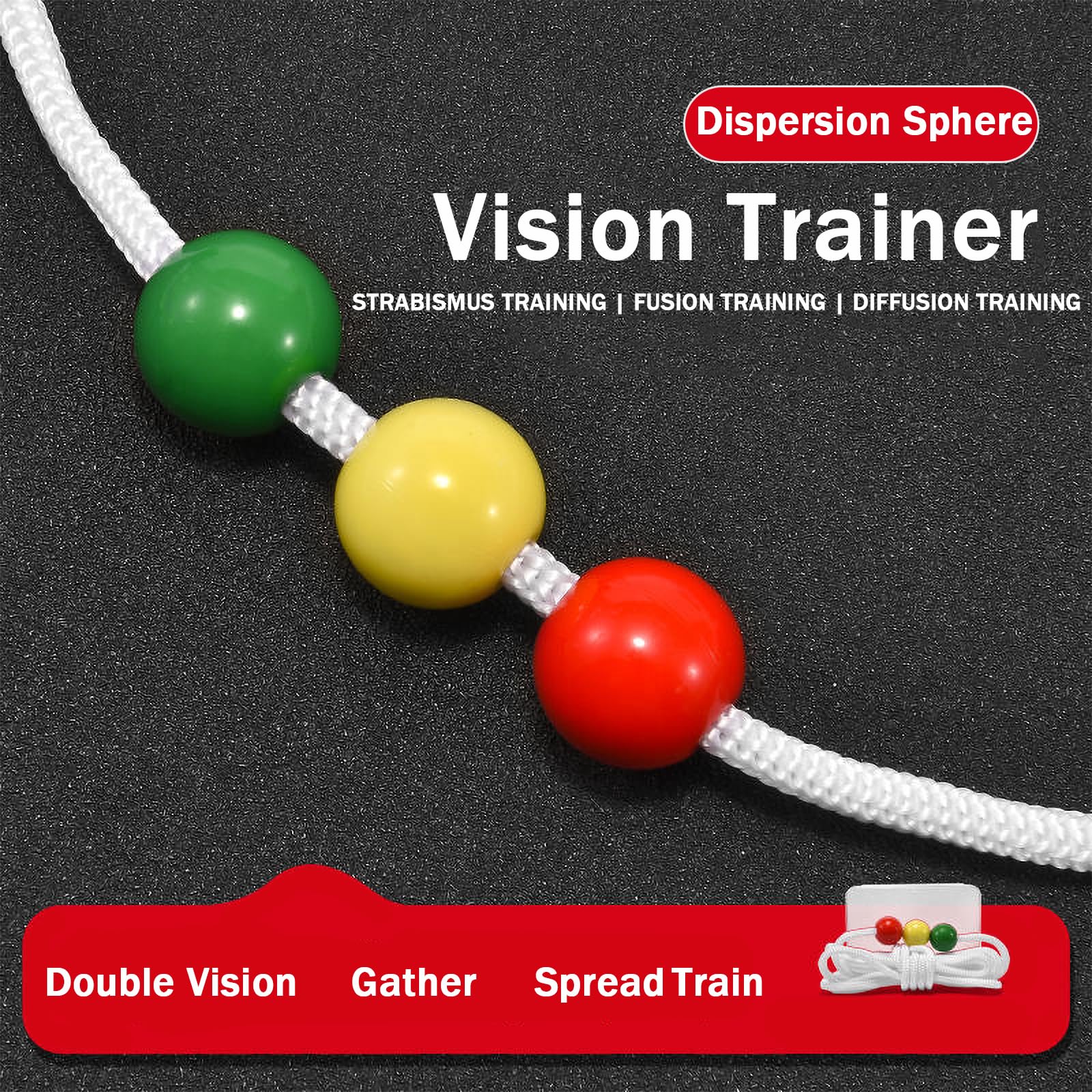 ANKROYU Vision Convergence Training Tool, Front Sight Focus String Vision Therapy Sight Focusing Vision Convergence Training Tools(A)