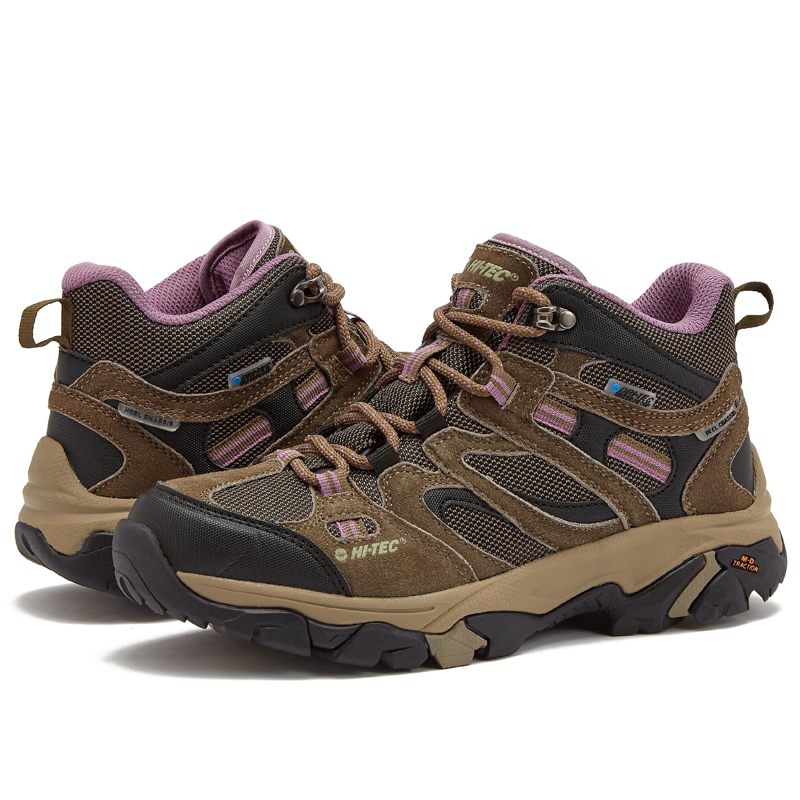HI-TEC Apex Lite Mid WP Waterproof Hiking Boots for Women, Lightweight Outdoor and Trail Shoes