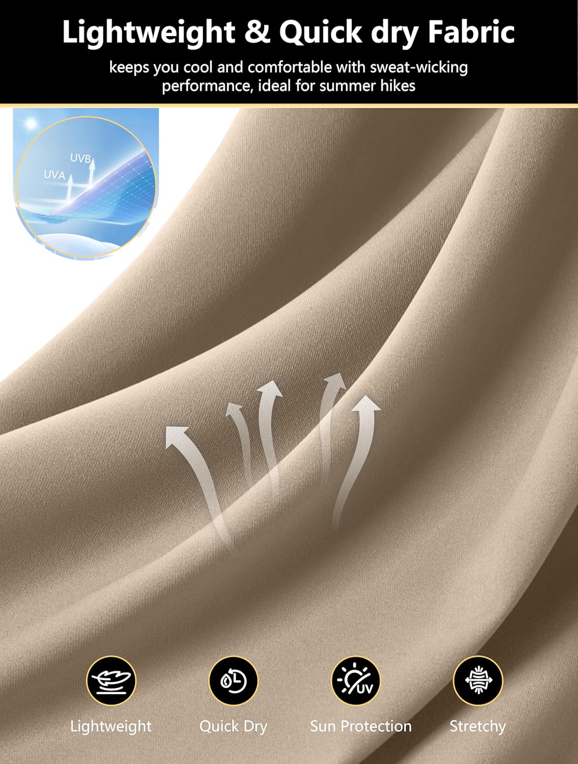 SANTINY Women's 13" Long Hiking Shorts with 3 Zipper Pockets Quick Dry Lightweight Bermuda Knee Length Shorts for Women - Image 5