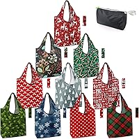 Vista 23 de BeeGreen Bolsas reutilizables para compras, compactas, bonitas, de color sólido, juego de 12 bolsas plegables de reciclaje con cremallera