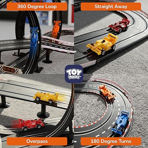 Miniatura 3 de Pista de Carros para niños de 4 a 12 años, 20 pies, 2 jugadores y 4 carriles con 2 autos RC a control de velocidad, juguete de circuito de carreras