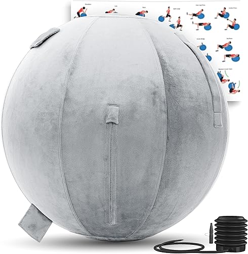 Miniatura 17 de Husband Pillow Pelota de ejercicio, cubierta con bomba para yoga, pilates, estabilidad de equilibrio de fitness, asiento de silla de pelota de