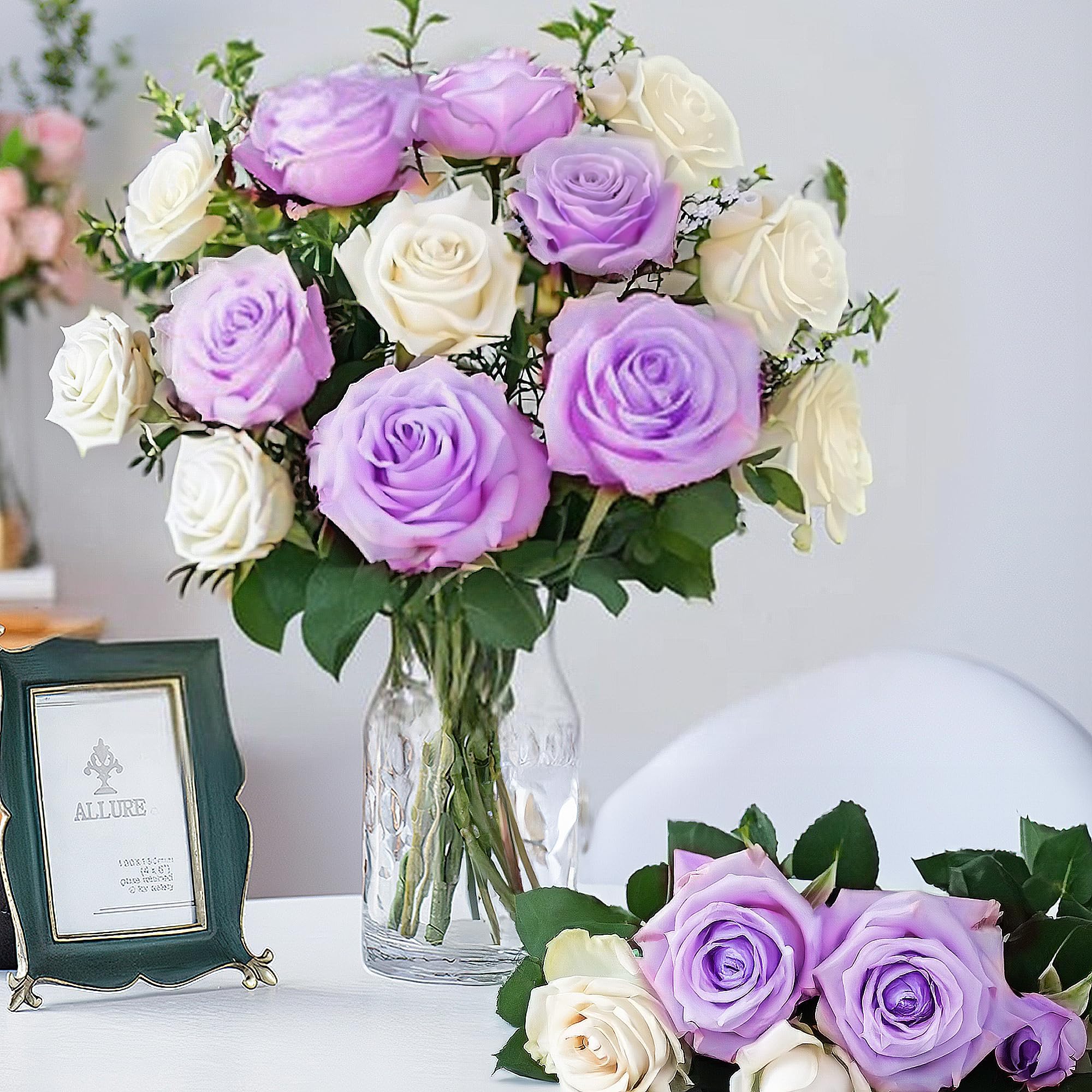 20PCS Artificial Roses with Long Stems - Realistic Silk Flowers, Fake Roses Real Touch Bouquet of Roses for Home Decor, Bridal Wedding Party Table