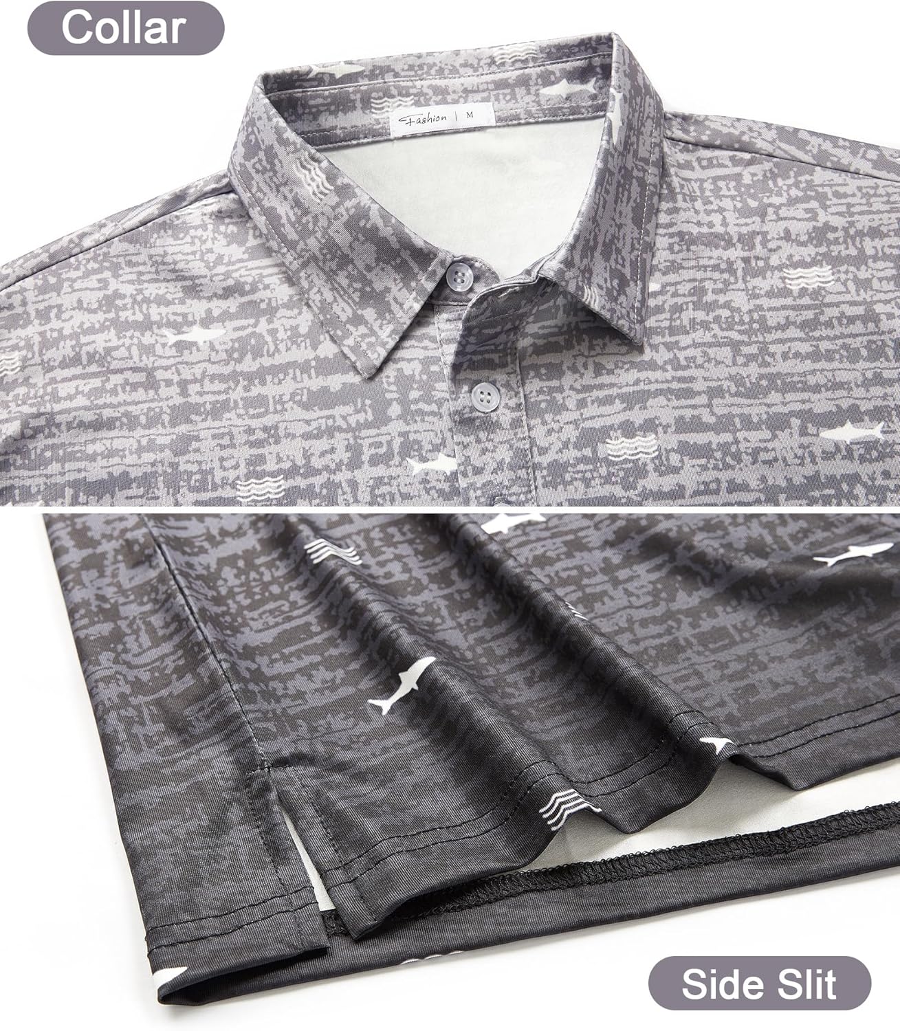 ELETOP Mens Golf Shirts Long Sleeve Print Performance Polo Shirts Moisture Wicking Dry Fit Golf Polo for Men - Image 6