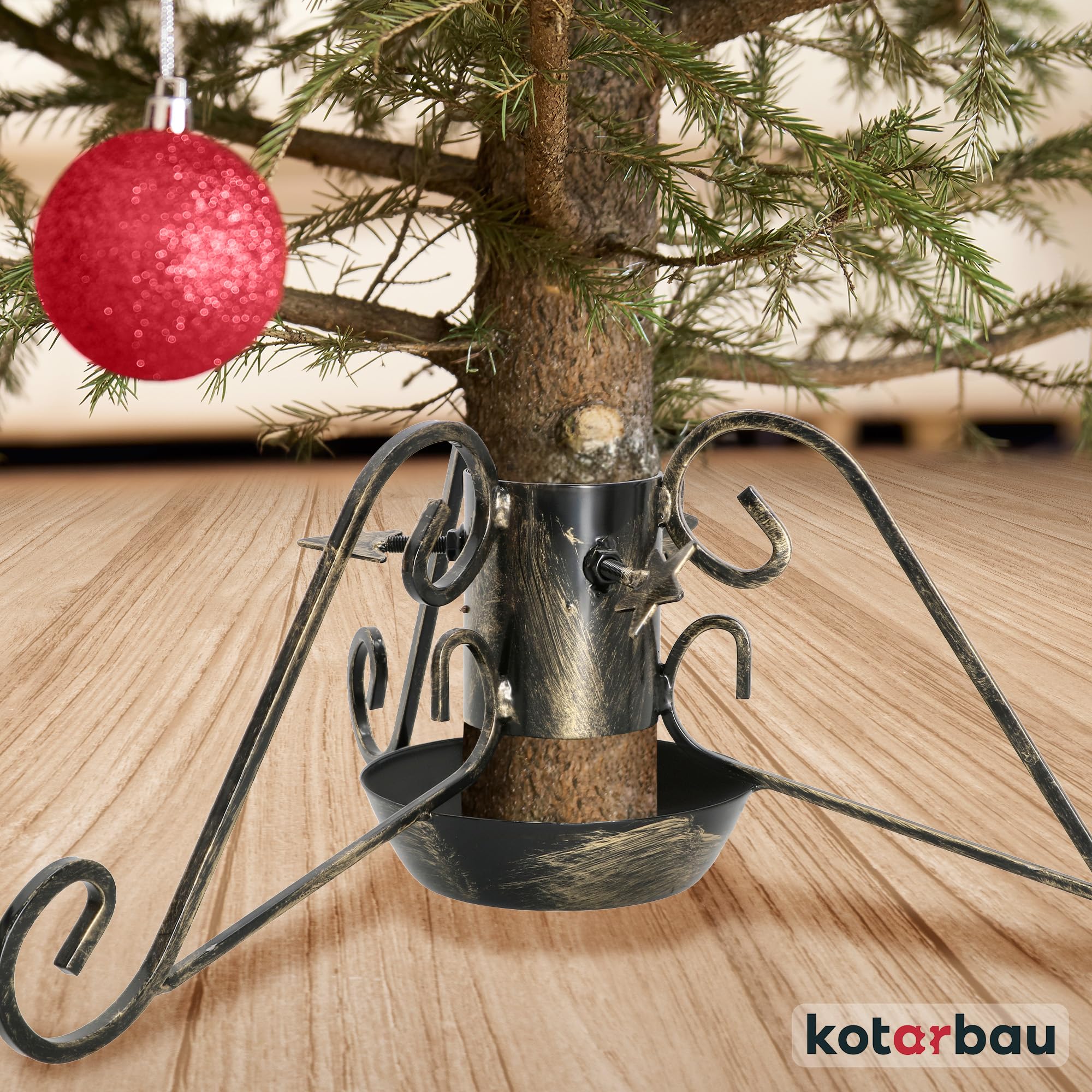KOTARBAU® Support pour sapin de Noël avec réservoir d’eau ⌀ 100 mm Support pour sapin de Noël Noir avec réservoir d’eau Support pour sapin de Noël Support pour arbre de Noël Support pour sapin de Noël