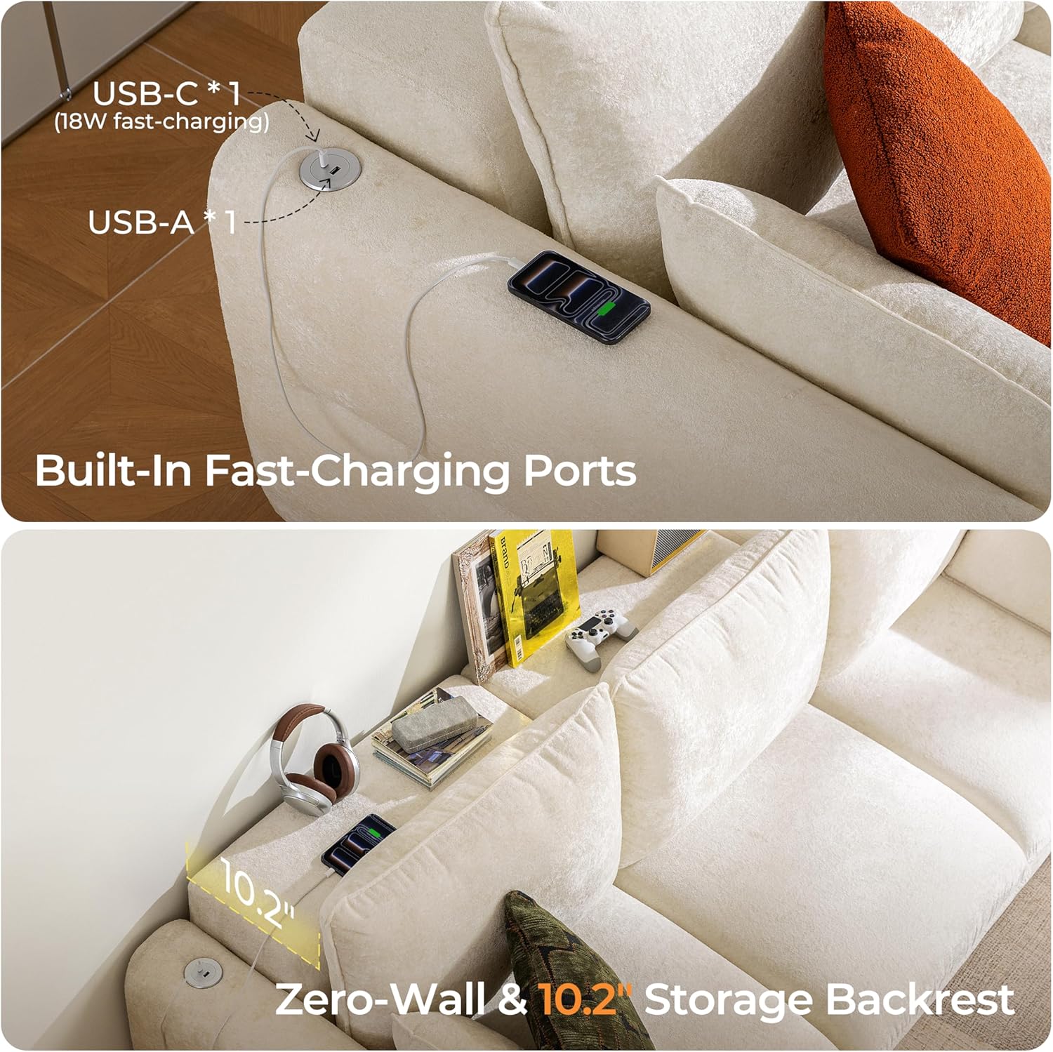 103" Electric Pull Out Sleeper Sofa Bed, 2in1 Convertible Power Extendable Couch Bed with Fast Charging USB&3 Smart Motor&Wide Back, Oversized Couches for Living Room&Small Space, Velvet Beige