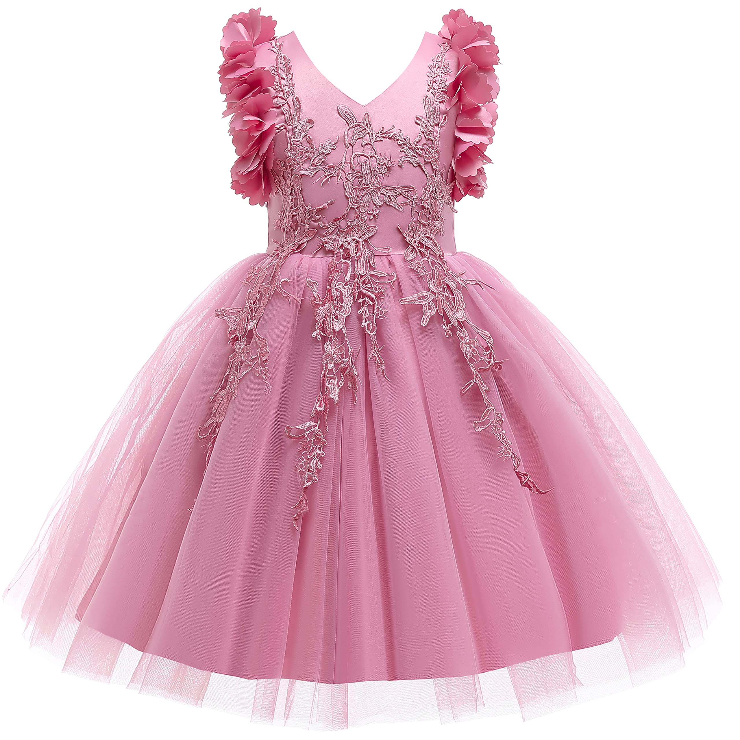 Weileenice Flower Girl Lace Dress Pageant Kids Wedding Christmas Holiday Party Dresses