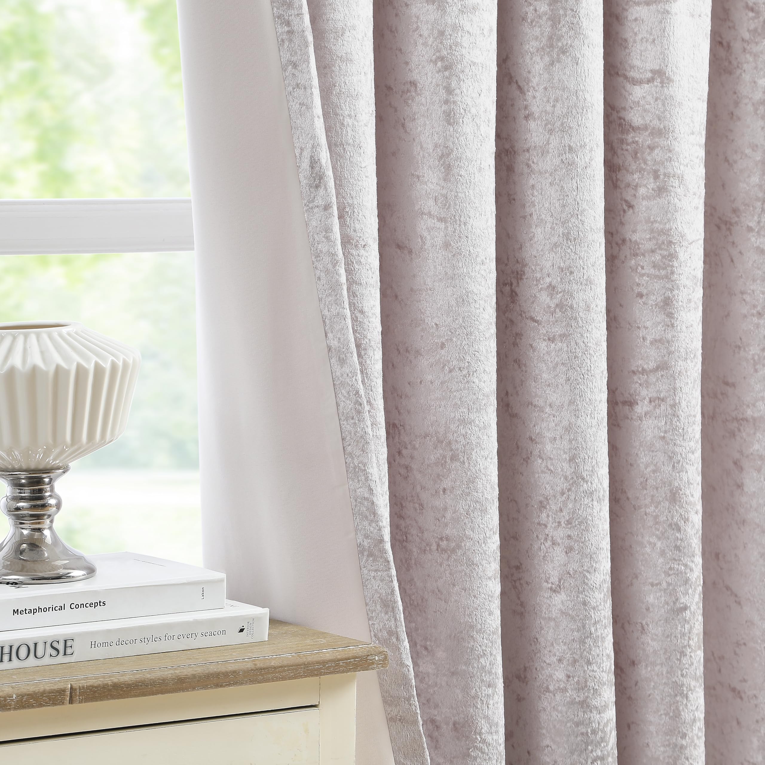 Bujasso Pink Velvet Room Darkening Curtains 72 inch Crushed Velvet with Microfiber Lining Window Curtains for Living Room Bedroom Pencil Pleat Window Drapes Set of 2 Panels W66 x L72 Pink