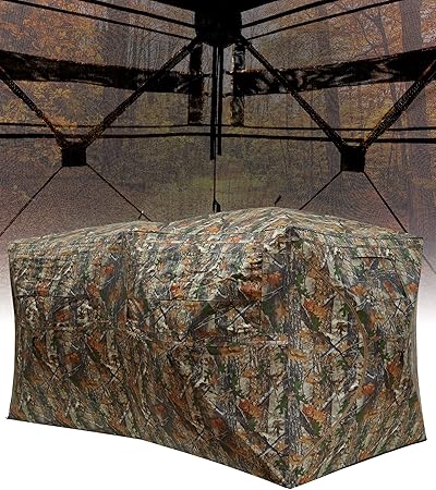 Hunting Blind, Pop Up Ground Blinds with 270° See Through Windows and Silent Magnetic Door, Lightweight for Outdoor Hunting