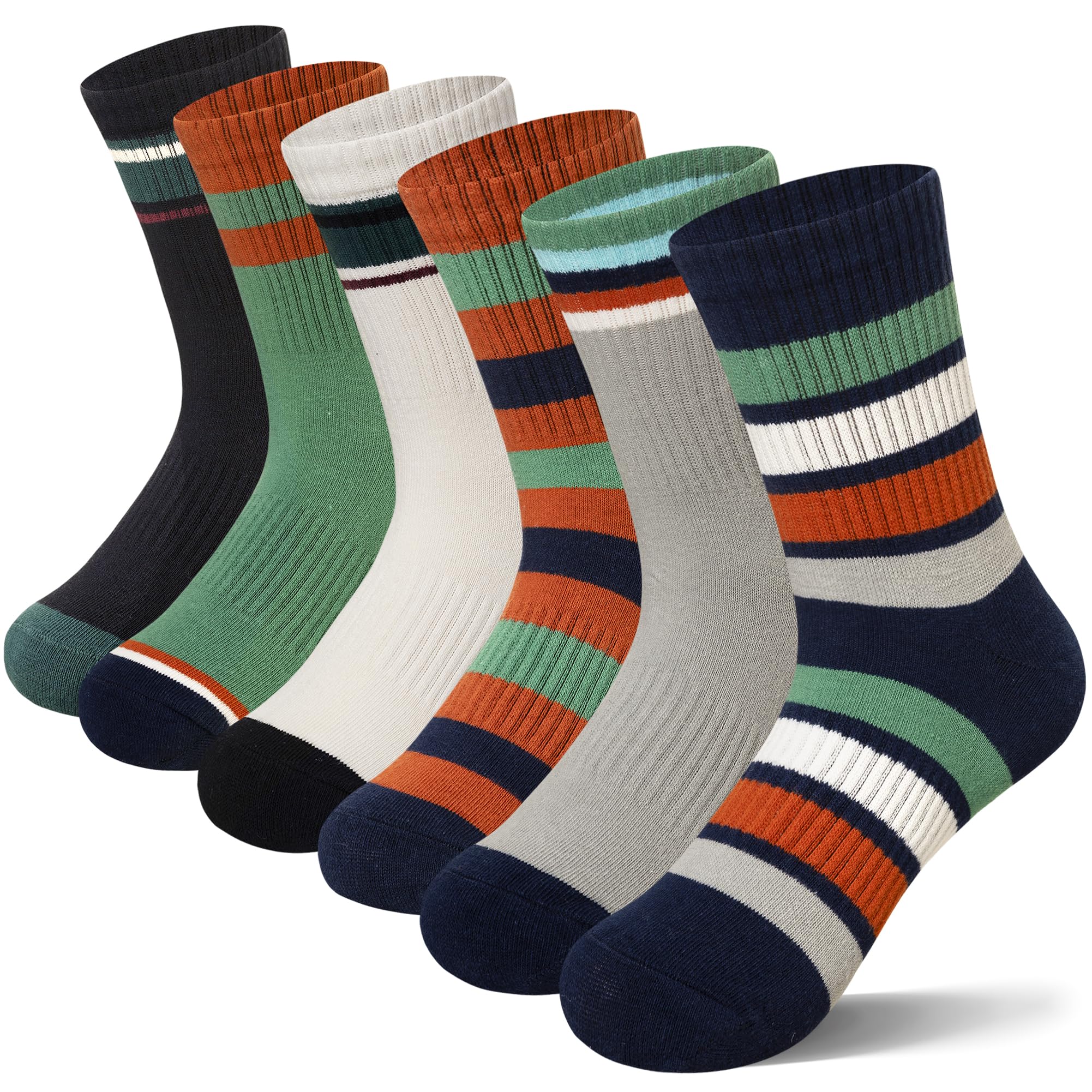 SEEYAN Calzini per ragazzi per bambini, atletica, sport, basket, allenamento, in cotone, 6 paia