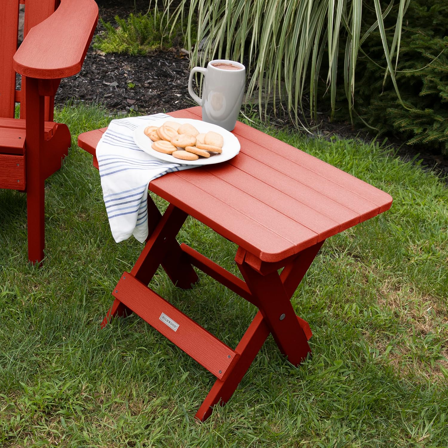 highwood Folding Adirondack Side Table, Rustic Red (AD-TBS1-RED)