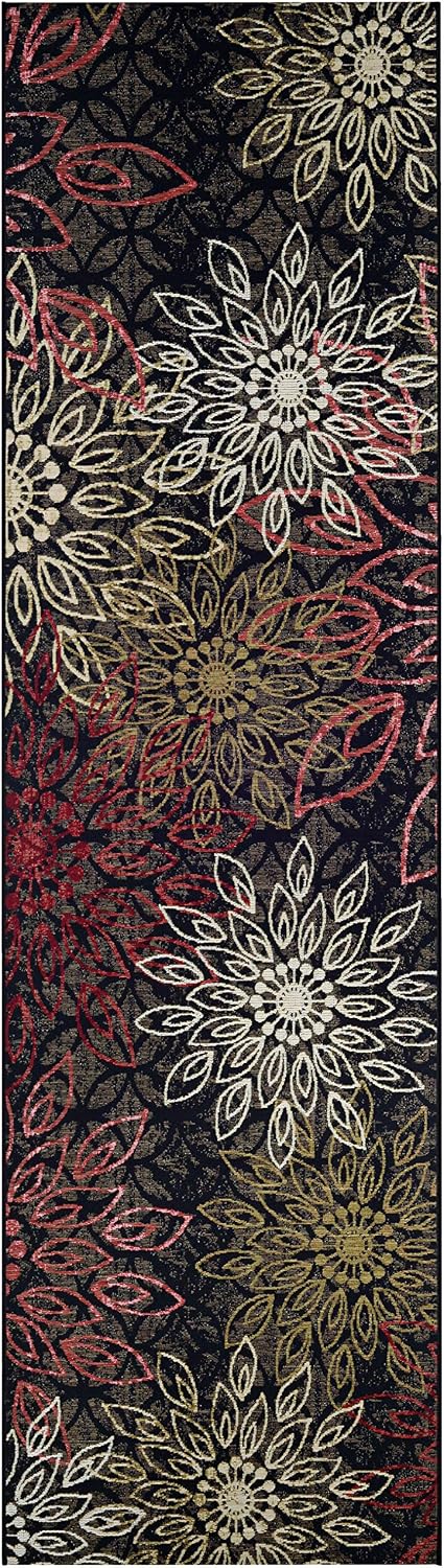 Couristan Dolce Indoor Outdoor Rug - Amalfi 2'3" x 7'10" Runner in Multicolor, Floral Design, Low Pile, Hose Washable Home Decor for Patio, Deck, and Porch